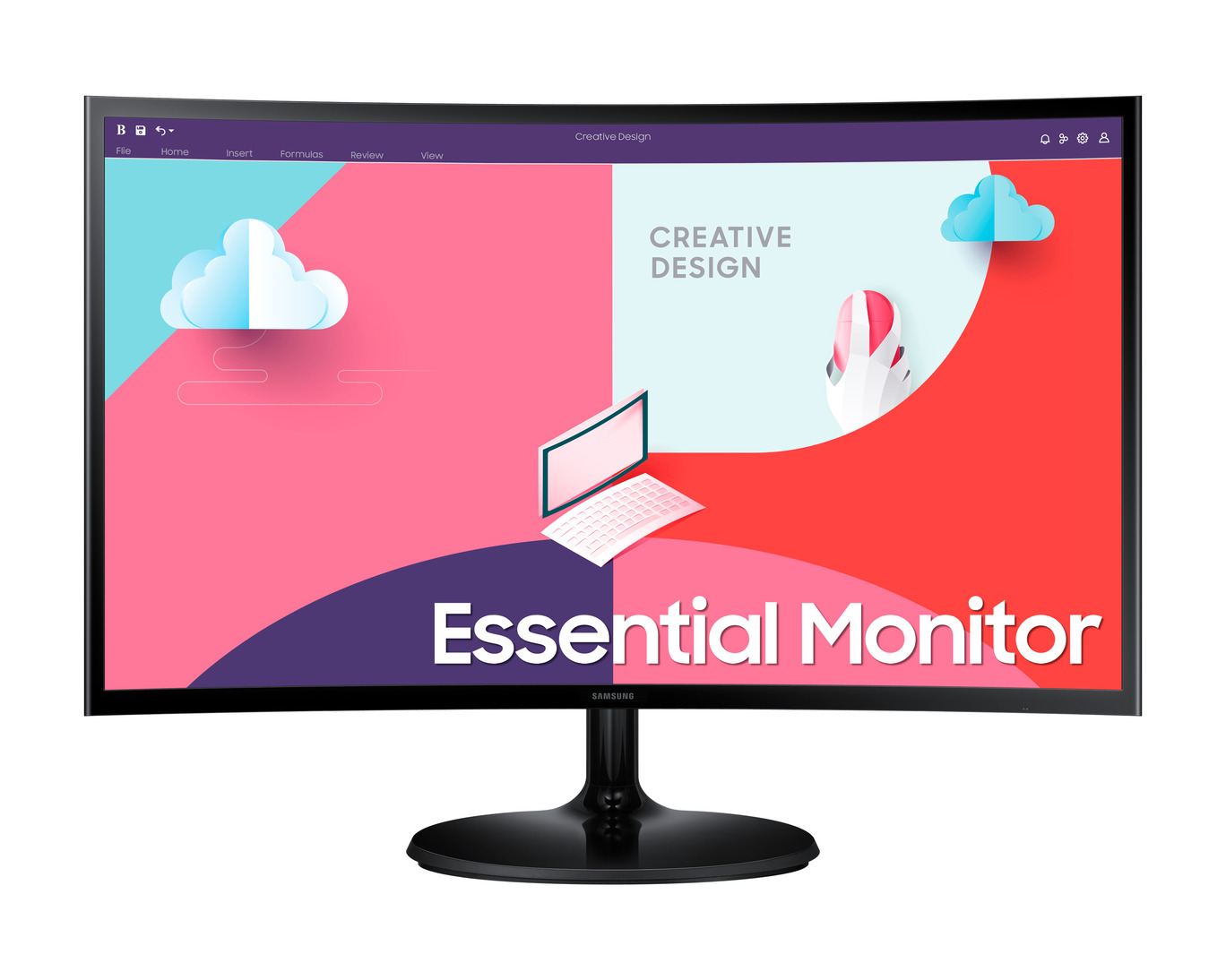 pe-essential-s3-s36c-24inch-round-stand-ls24c360ealxpe-537652086 MONITOR SAMSUNG ESSENTIAL S3, 22`` FHD, HDMI, VGA - Imagen 1